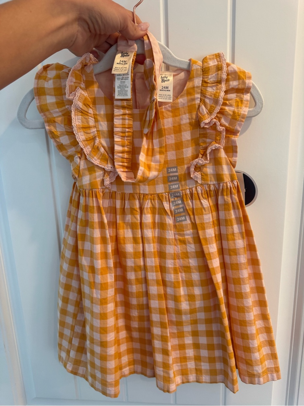 Gingham Ruffle-Trim Toddler Dress in Yellow